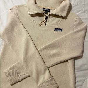 Patagonia Women’s Woolie fleece Pullover Zip-Up Oyster White Sweater XS